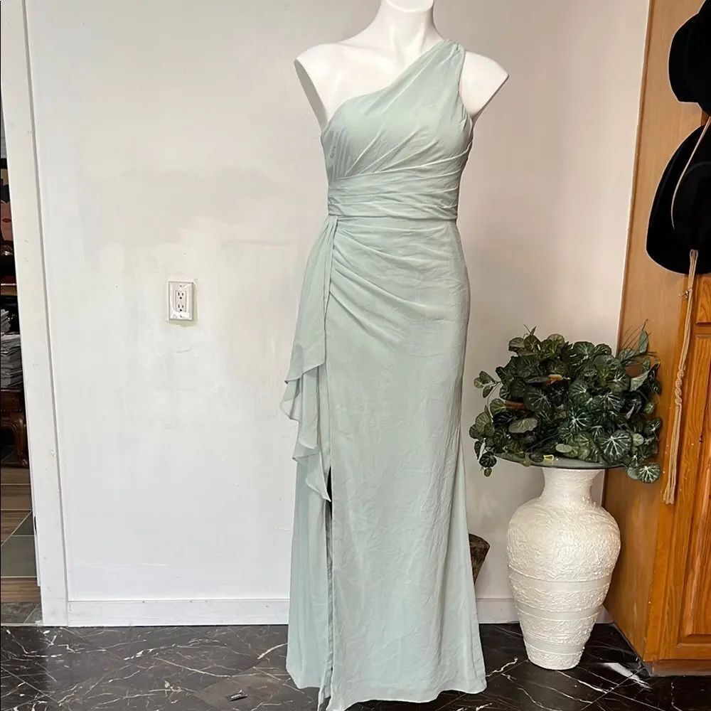 Azazie One-Shoulder Mint Dress